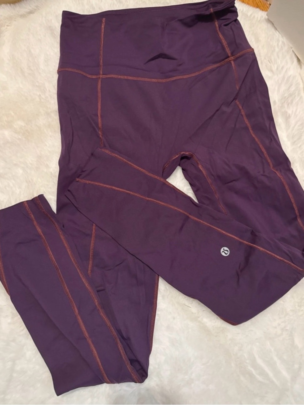 lululemon athletica Plum Leggings with Orange Contrast Stitching